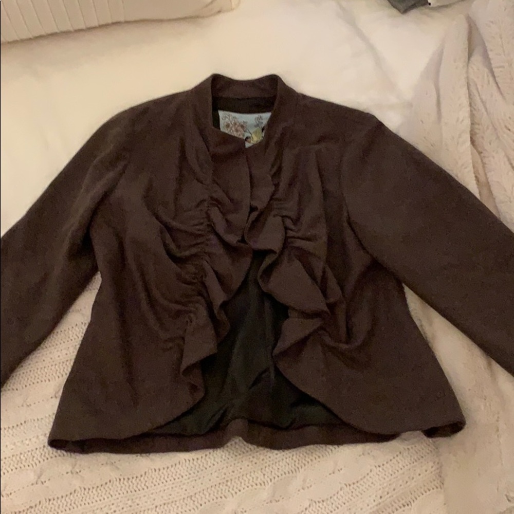 Anthropologie brown wool blazer jacket size M
